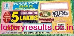 Punjab State Dear 20 Monthly Lottery Result