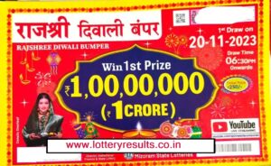 Goa State Lottery Rajshree Diwali Bumper